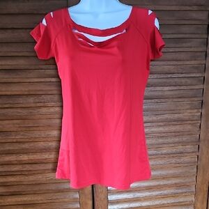 Elegant Red Short Sleeve Women's Top
